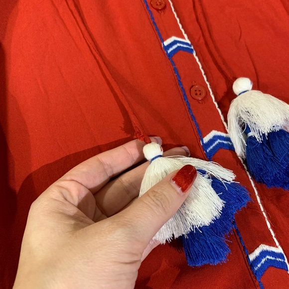 Loft Red Bohemian Shirt Dress - Picture 7 of 8